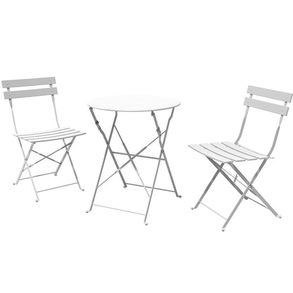 Ensemble de bistro pliable en métal 3 pièces, ensemble de conversation résistant aux intempéries pour l'intérieur et l'extérieur, pour patio, jardin, cour.