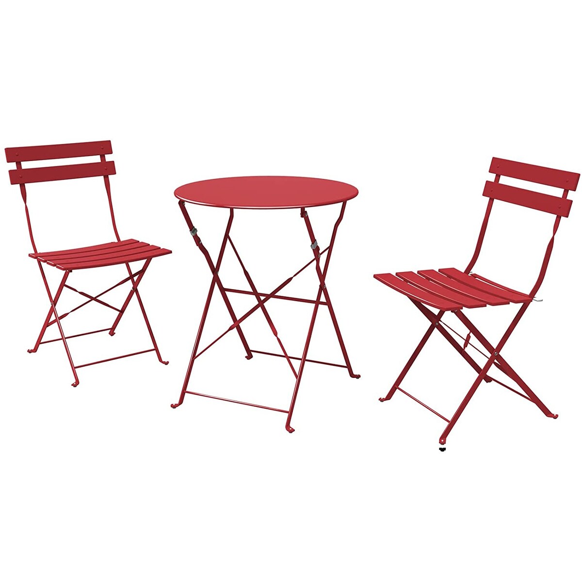 Ensemble de bistro pliable en métal 3 pièces, ensemble de conversation résistant aux intempéries pour l'intérieur et l'extérieur, pour patio, jardin, cour.