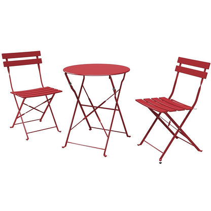 Ensemble de bistro pliable en métal 3 pièces, ensemble de conversation résistant aux intempéries pour l'intérieur et l'extérieur, pour patio, jardin, cour.