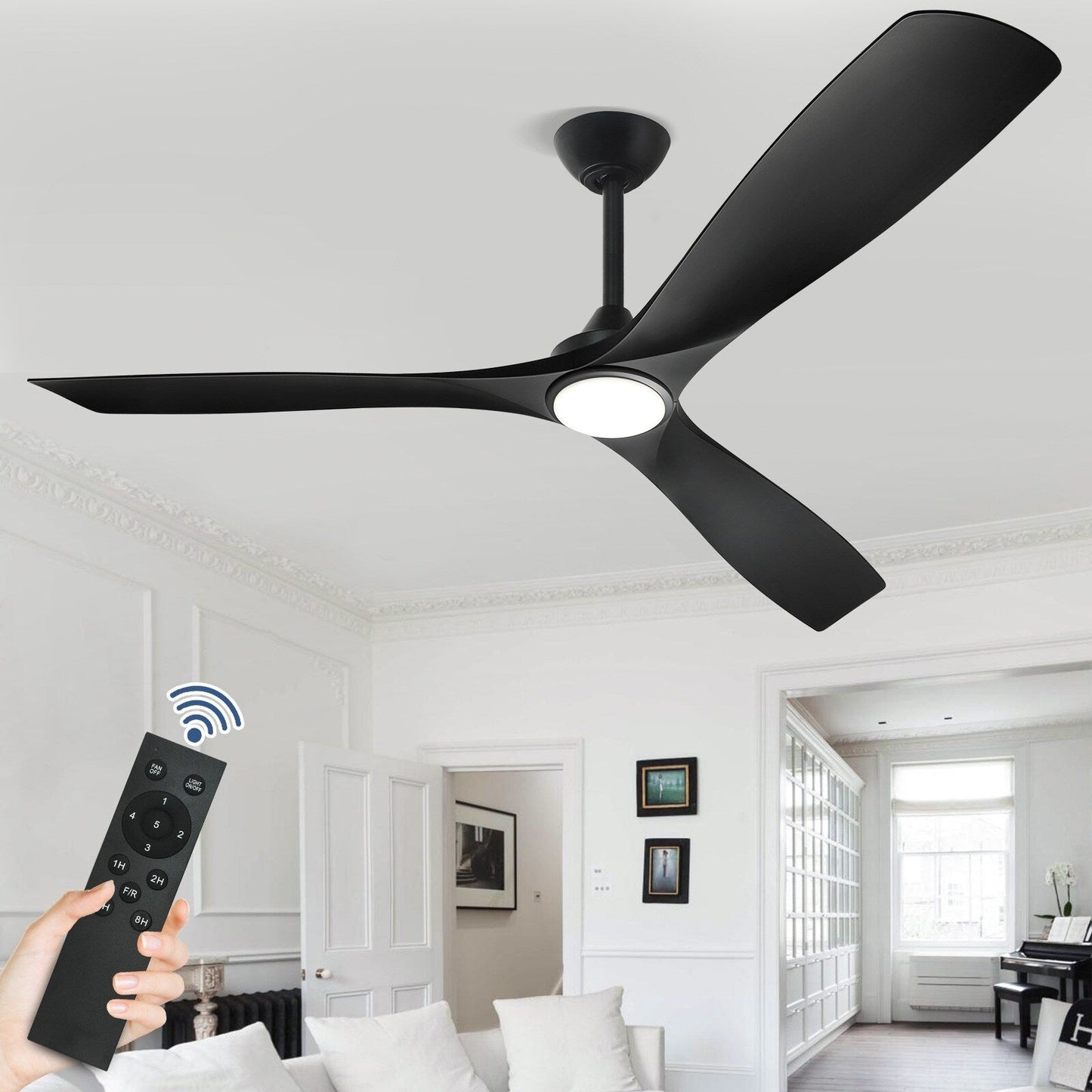Ventilateur de plafond à télécommande avec éclairage, à encastrer