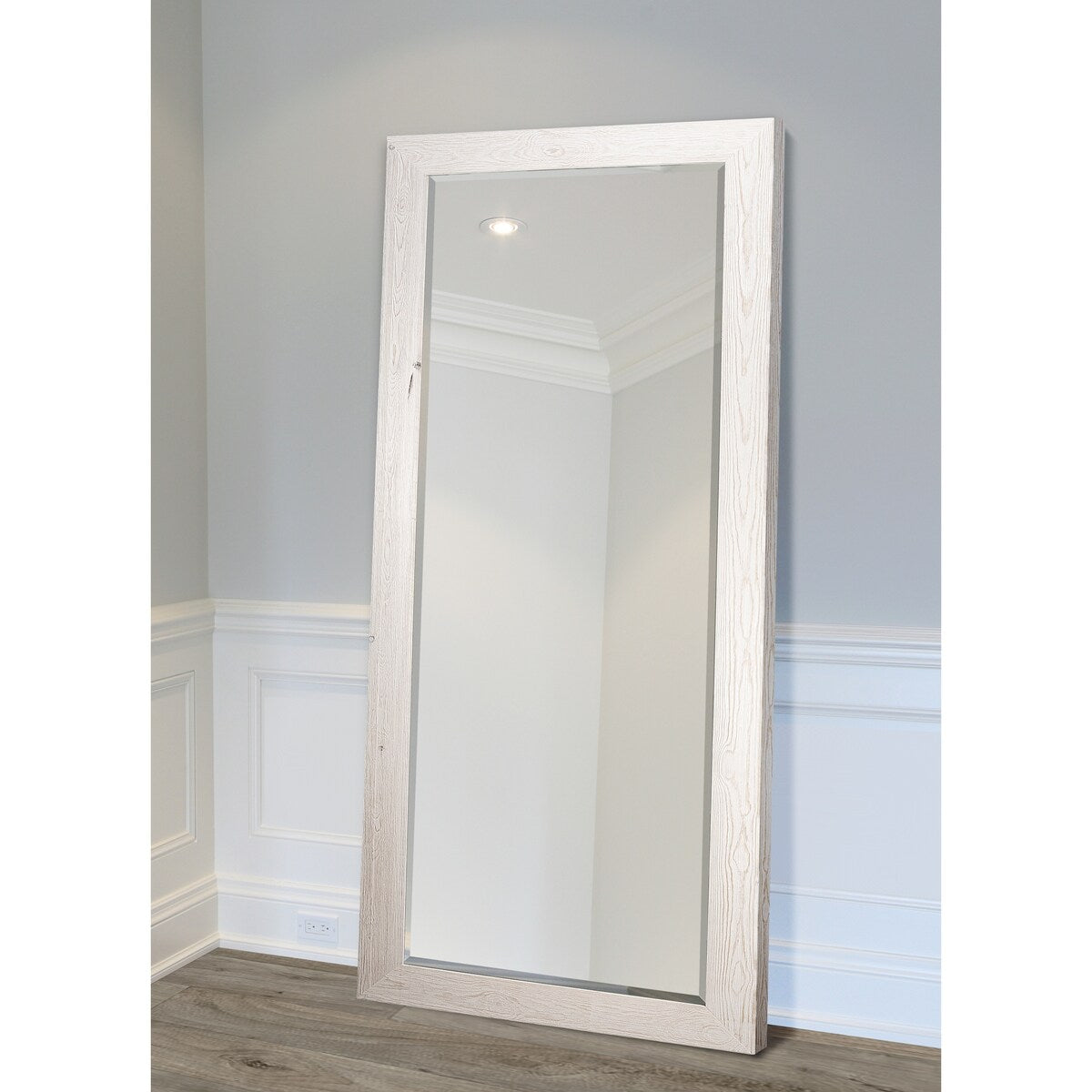 Grand miroir en bois de grange - Blanc vieilli - 62X27