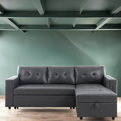 Canapé d'angle réversible avec lit escamotable, chaise longue avec rangement intégré, pieds robustes,