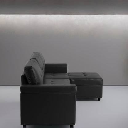 Canapé d'angle réversible avec lit escamotable, chaise longue avec rangement intégré, pieds robustes,