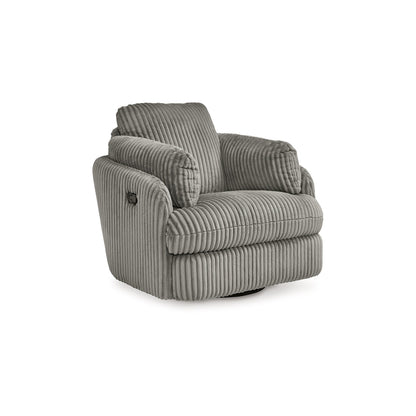 Fauteuil inclinable pivotant Rikki, glissement manuel, tissu velours gris, 2 coussins