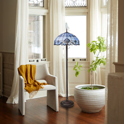 Lampe de sol River of Goods Allistar en verre teinté et résine, 3 lumières, 163 cm de haut - 51L x 51l x 163H