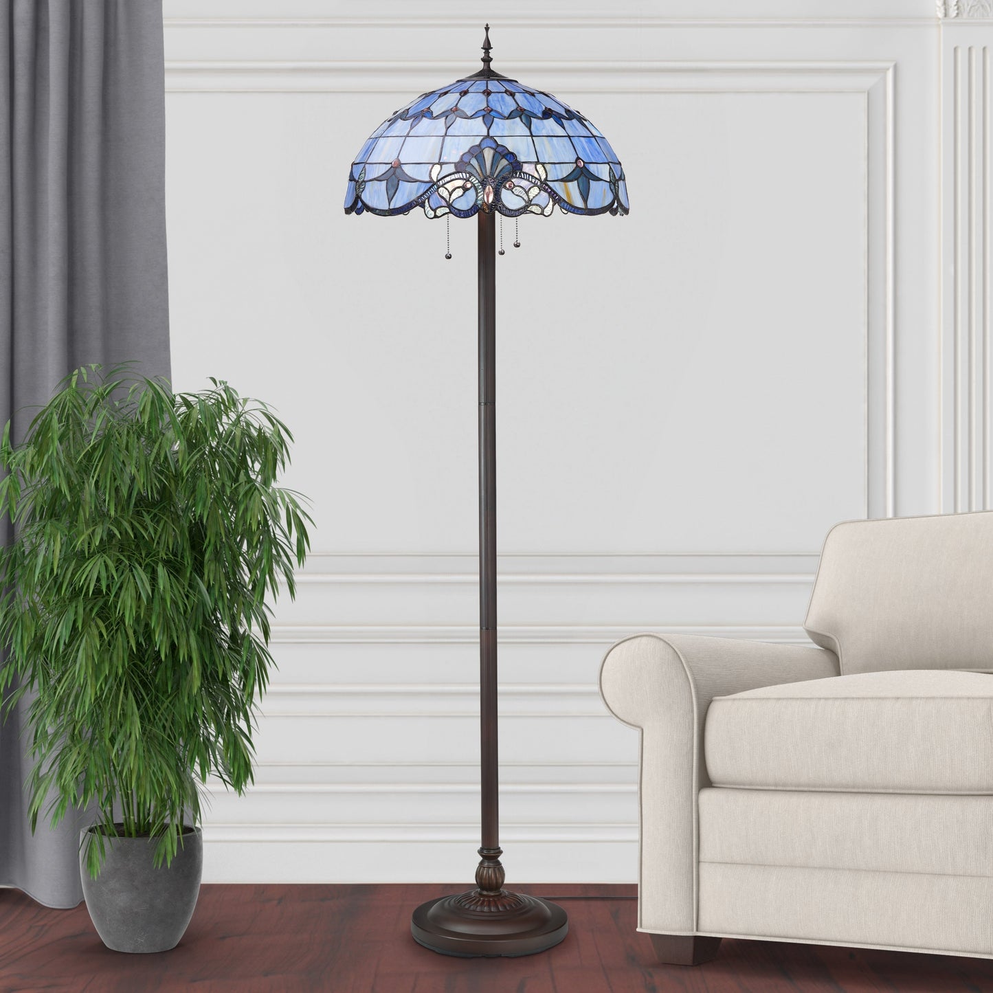 Lampe de sol River of Goods Allistar en verre teinté et résine, 3 lumières, 163 cm de haut - 51L x 51l x 163H