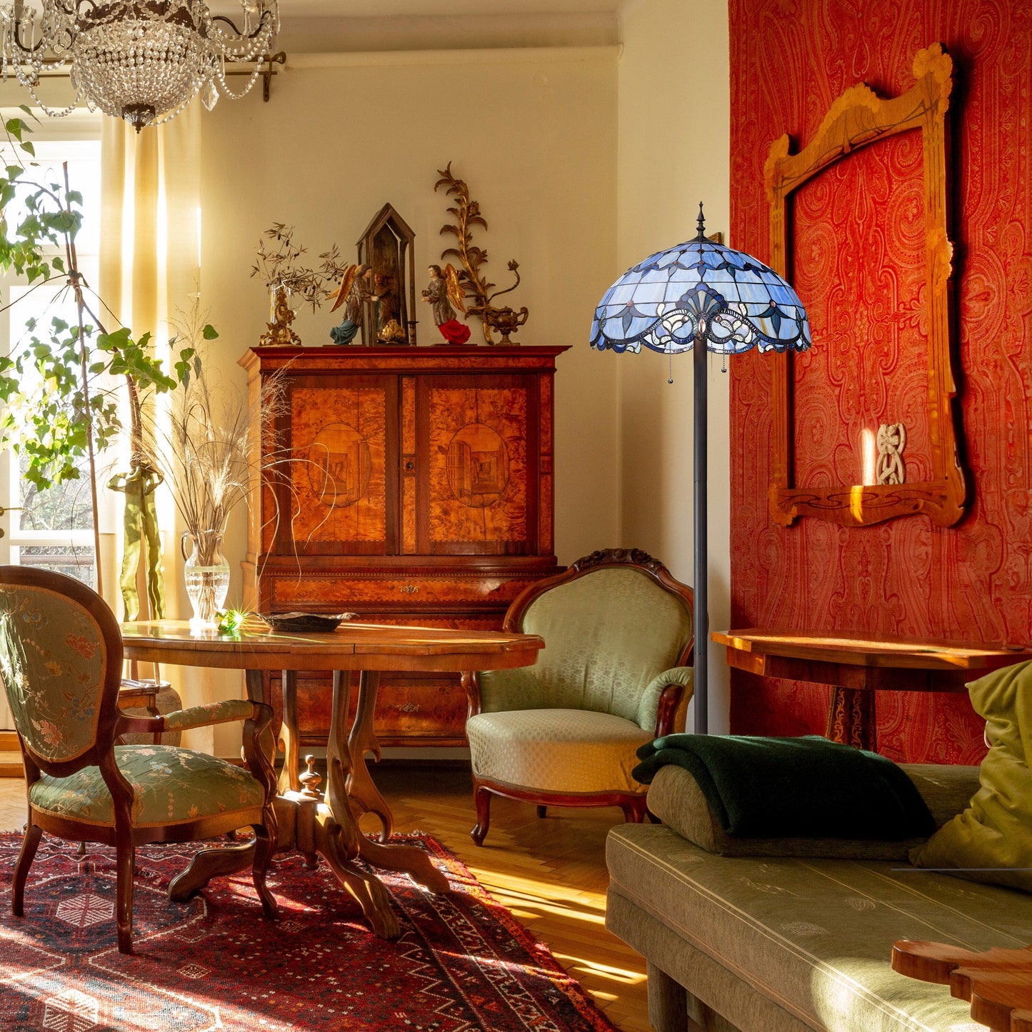 Lampe de sol River of Goods Allistar en verre teinté et résine, 3 lumières, 163 cm de haut - 51L x 51l x 163H