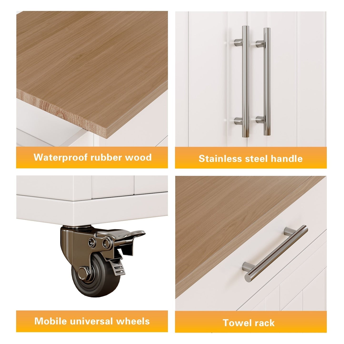 Îlot roulant de cuisine avec armoire de rangement