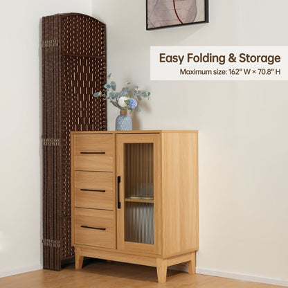 Paravent pliable, séparateur de pièce, hauteur 6 pieds, fibre tressée, écran de confidentialité autoportant