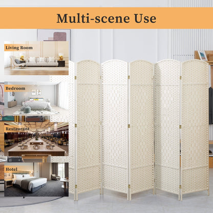 Paravent pliable, séparateur de pièce, hauteur 6 pieds, fibre tressée, écran de confidentialité autoportant