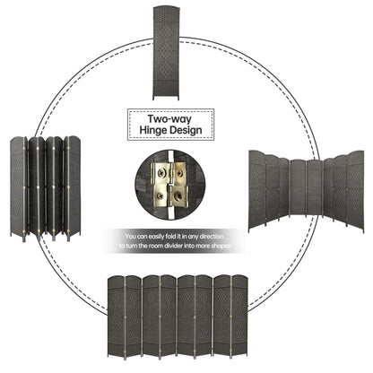 Paravent pliable, séparateur de pièce, hauteur 6 pieds, fibre tressée, écran de confidentialité autoportant