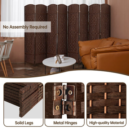 Paravent pliable, séparateur de pièce, hauteur 6 pieds, fibre tressée, écran de confidentialité autoportant