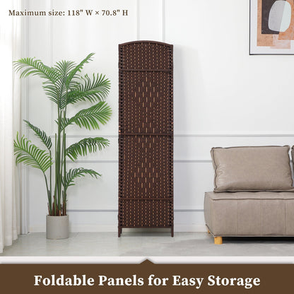 Paravent pliable, séparateur de pièce, hauteur 6 pieds, fibre tressée, écran de confidentialité autoportant