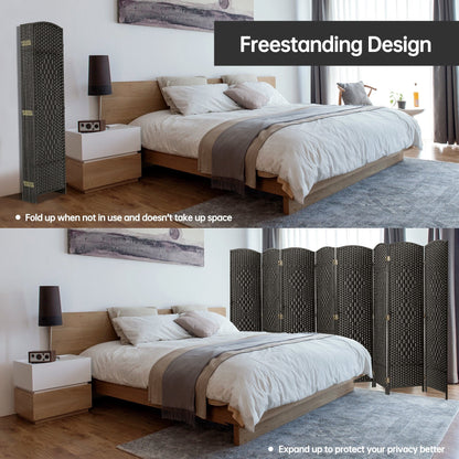 Paravent pliable, séparateur de pièce, hauteur 6 pieds, fibre tressée, écran de confidentialité autoportant