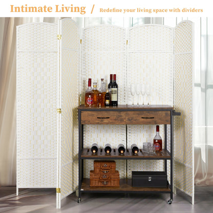 Paravent pliable, séparateur de pièce, hauteur 6 pieds, fibre tressée, écran de confidentialité autoportant