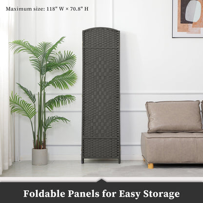 Paravent pliable, séparateur de pièce, hauteur 6 pieds, fibre tressée, écran de confidentialité autoportant