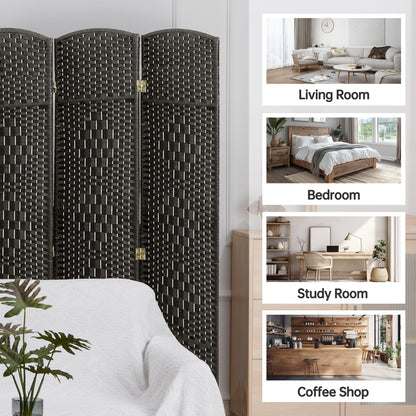 Paravent pliable, séparateur de pièce, hauteur 6 pieds, fibre tressée, écran de confidentialité autoportant