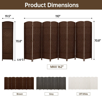 Paravent pliable, séparateur de pièce, hauteur 6 pieds, fibre tressée, écran de confidentialité autoportant
