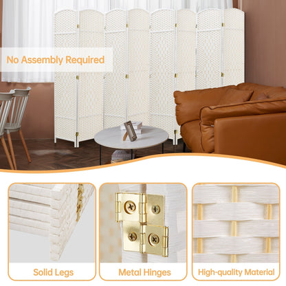 Paravent pliable, séparateur de pièce, hauteur 6 pieds, fibre tressée, écran de confidentialité autoportant