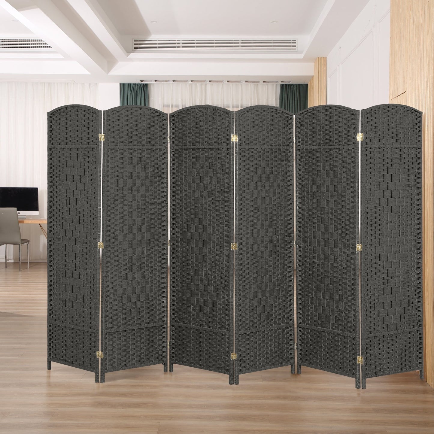 Paravent pliable, séparateur de pièce, hauteur 6 pieds, fibre tressée, écran de confidentialité autoportant