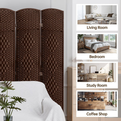 Paravent pliable, séparateur de pièce, hauteur 6 pieds, fibre tressée, écran de confidentialité autoportant