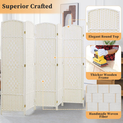 Paravent pliable, séparateur de pièce, hauteur 6 pieds, fibre tressée, écran de confidentialité autoportant