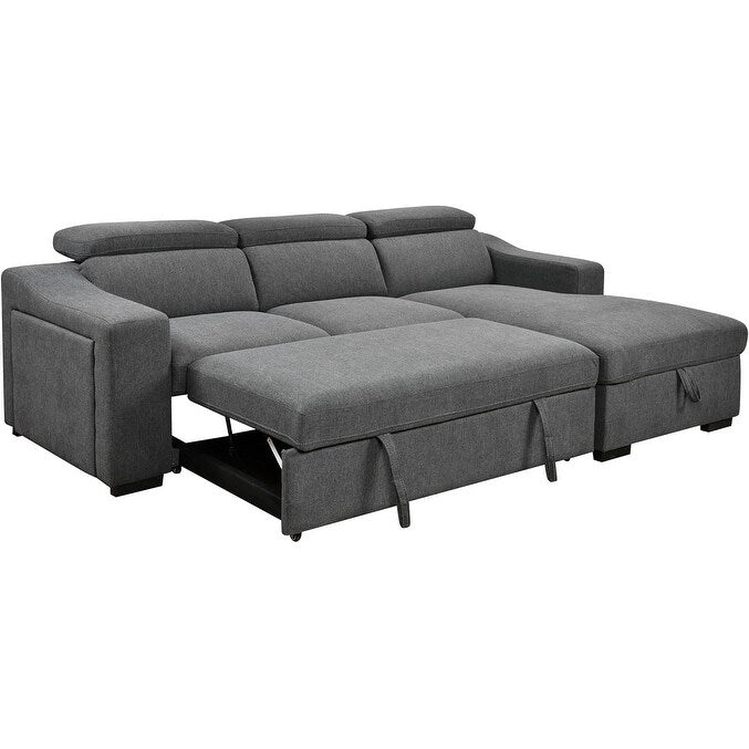 Roomfitters 103 Canapé Sectionnel Convertible avec Chaise Longue de Rangement, Appuie-Têtes Réglables, Canapé d'Angle L-Forme, Gris Foncé