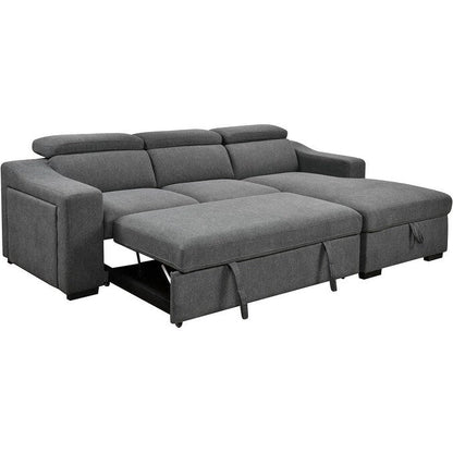 Roomfitters 103 Canapé Sectionnel Convertible avec Chaise Longue de Rangement, Appuie-Têtes Réglables, Canapé d'Angle L-Forme, Gris Foncé