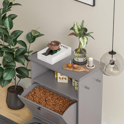 Station d'alimentation pour chien Roomfitters avec 2 gamelles surélevées, meuble de rangement basculant pour l'alimentation des animaux domestiques