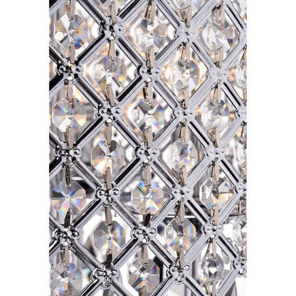 Suspension tambour ronde perlée avec cristaux suspendus