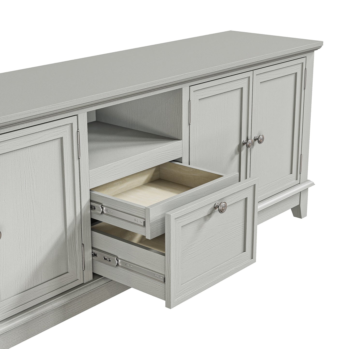 Meuble TV rustique de 183 cm (72 pouces) avec étagères réglables et rangement caché - 183 cm de largeur