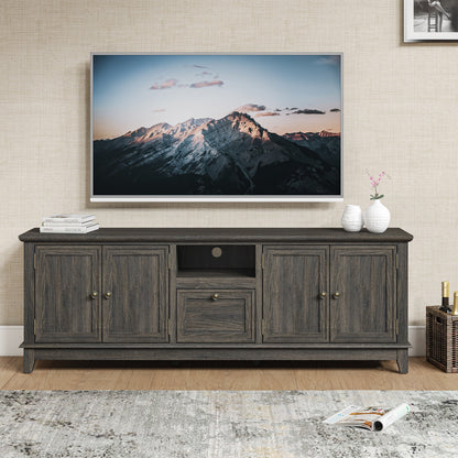 Meuble TV rustique de 183 cm (72 pouces) avec étagères réglables et rangement caché - 183 cm de largeur