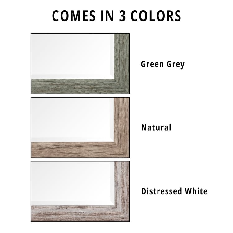 Grand miroir mural rustique - Miroir pleine longueur rectangulaire avec cadre en bois 66 x 32 pouces pour salon, chambre à coucher