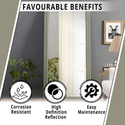 Grand miroir mural rustique - Miroir pleine longueur rectangulaire avec cadre en bois 66 x 32 pouces pour salon, chambre à coucher