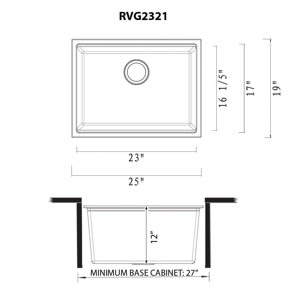 Ruvati Lavabo de buanderie à encastrer sous plan de travail Workstation Warm White en epiRock de 25 pouces - RVG2321WB