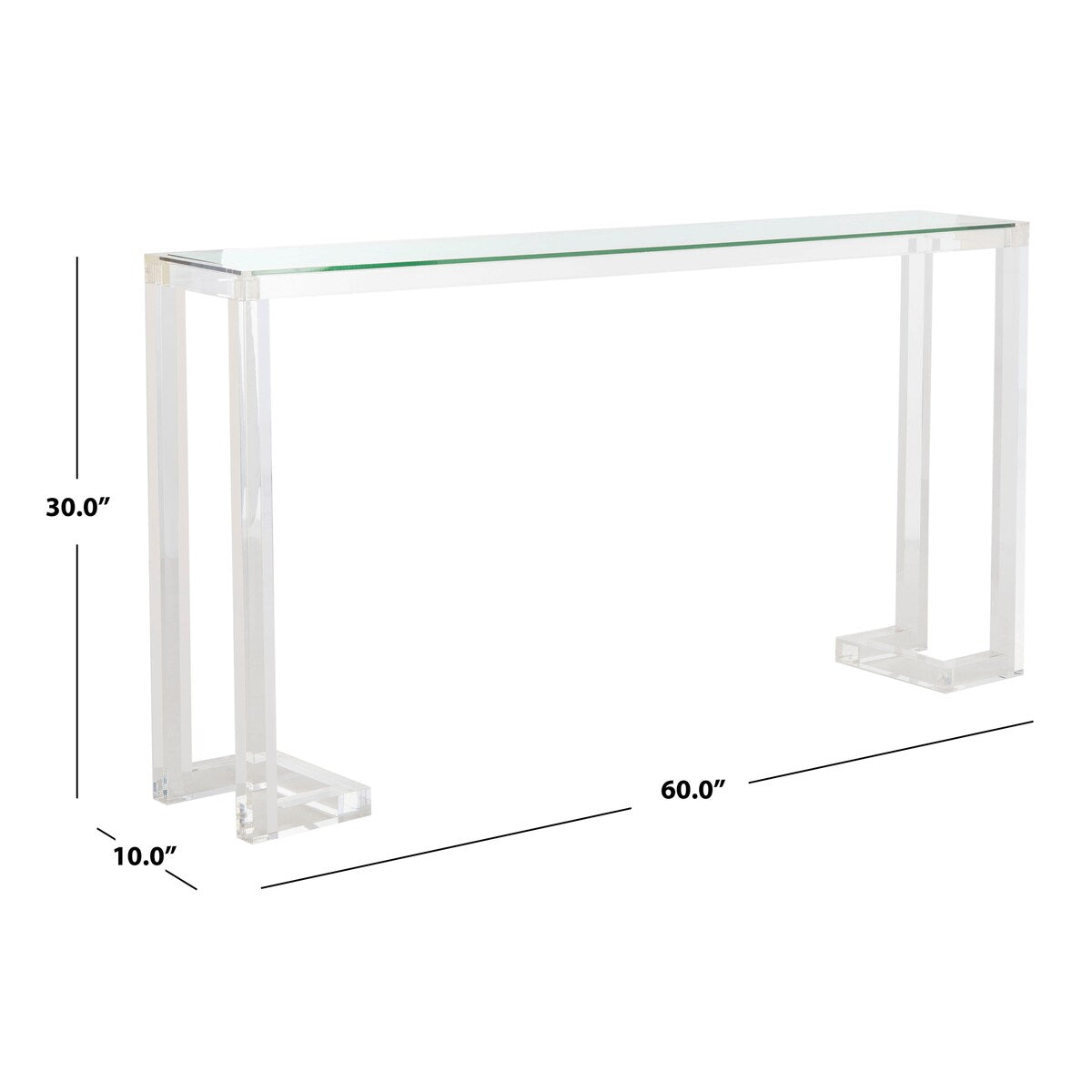Table console en acrylique Couture Camryn de SAFAVIEH - Transparent - 60 L x 10 l x 30 h - 52Lx10Lx30H