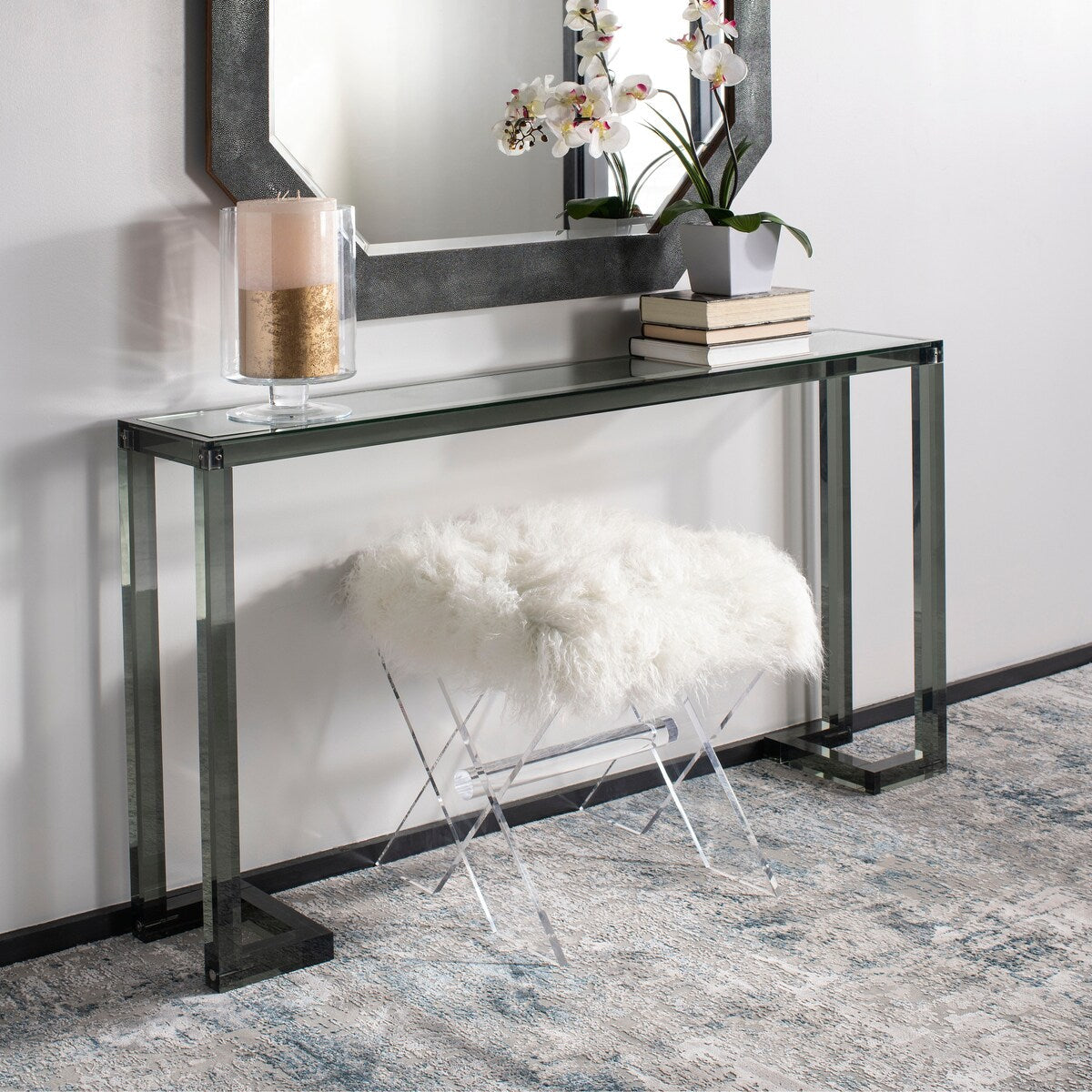 Table console en acrylique Couture Camryn de SAFAVIEH - Transparent - 60 L x 10 l x 30 h - 52Lx10Lx30H