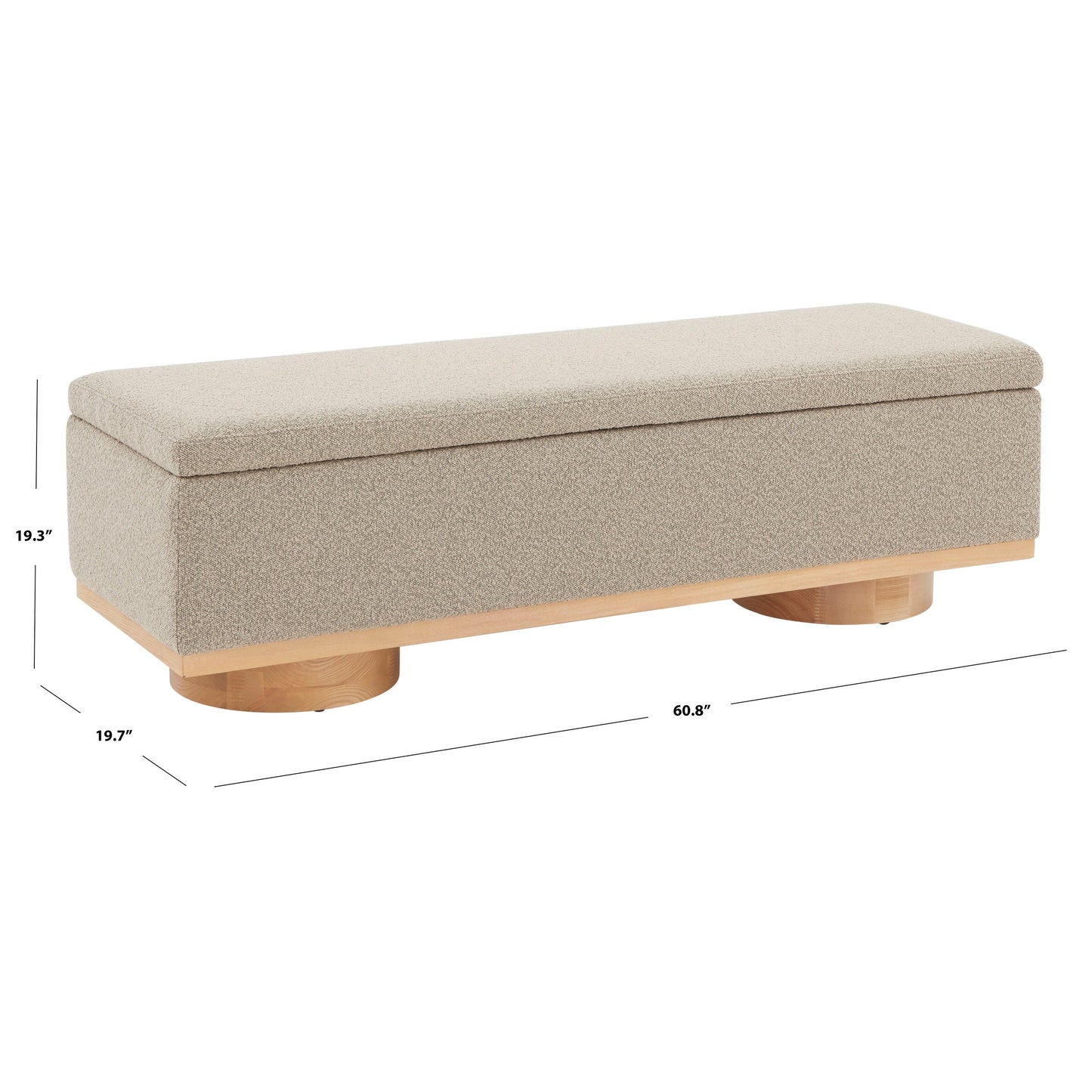 Banc de rangement SAFAVIEH Couture Sunneva Boucle - 155 cm L x 51 cm P x 48 cm H - 155Lx51Px48H