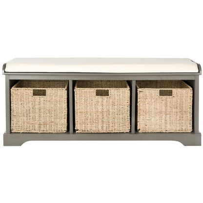 Banc de rangement SAFAVIEH Eola gris/blanc - 47 x 16,1 x 19,9 - 47Lx16Px20H