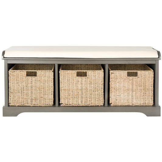 Banc de rangement SAFAVIEH Eola gris/blanc - 47 x 16,1 x 19,9 - 47Lx16Px20H