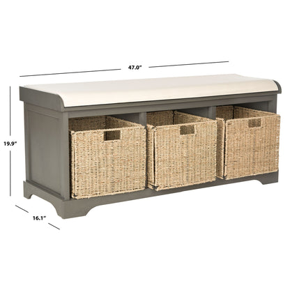 Banc de rangement SAFAVIEH Eola gris/blanc - 47 x 16,1 x 19,9 - 47Lx16Px20H