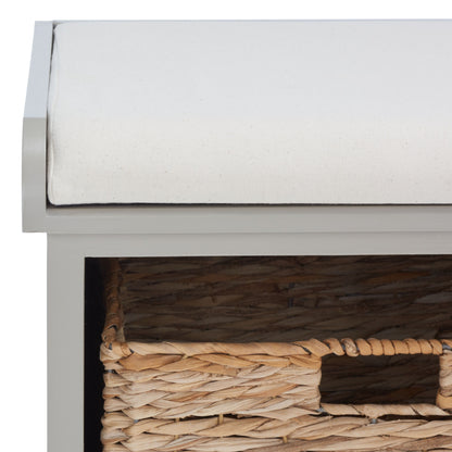 Banc-pouf SAFAVIEH Euphemia en osier brun - 85 x 41 x 50 cm - 86L x 41P x 50H