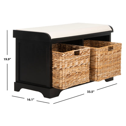 Banc-pouf SAFAVIEH Euphemia en osier brun - 85 x 41 x 50 cm - 86L x 41P x 50H