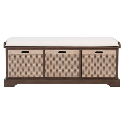 Banc de rangement avec 3 tiroirs et coussin SAFAVIEH Fiorello - 120 L x 38 l x 48 h - 120Lx38Lx48H