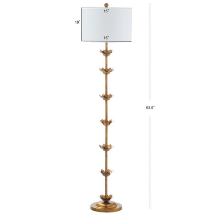 SAFAVIEH Lighting Doretha Lampe de sol à LED dorée 64 pouces - 15 x 15 x 63,5 - Or antique - 15Lx15Px64H