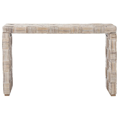 Table console en rotin SAFAVIEH Mindel - 51L x 14P x 32H (largeur x profondeur x hauteur)