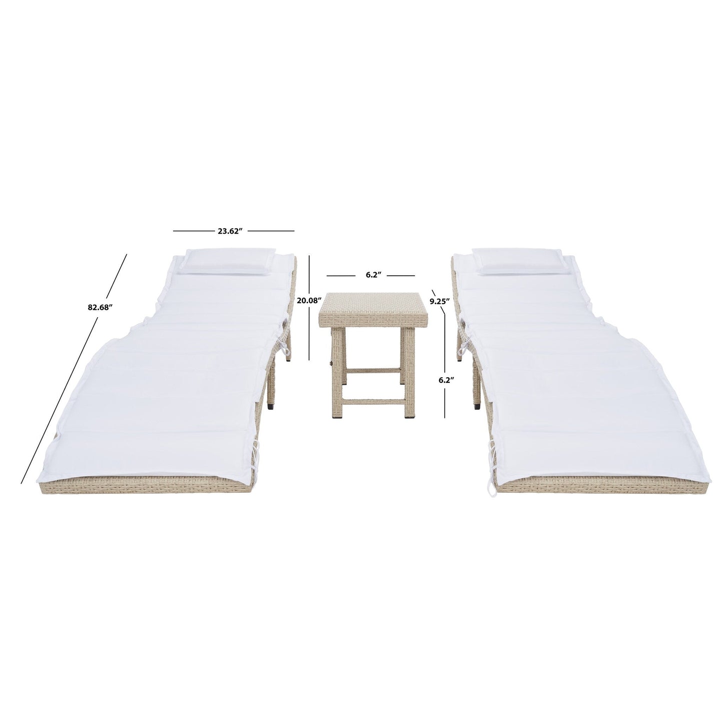 Ensemble de chaises longues de jardin Blaguna 3 pièces de SAFAVIEH - 83L x 20P x 24H (dimensions en pouces)