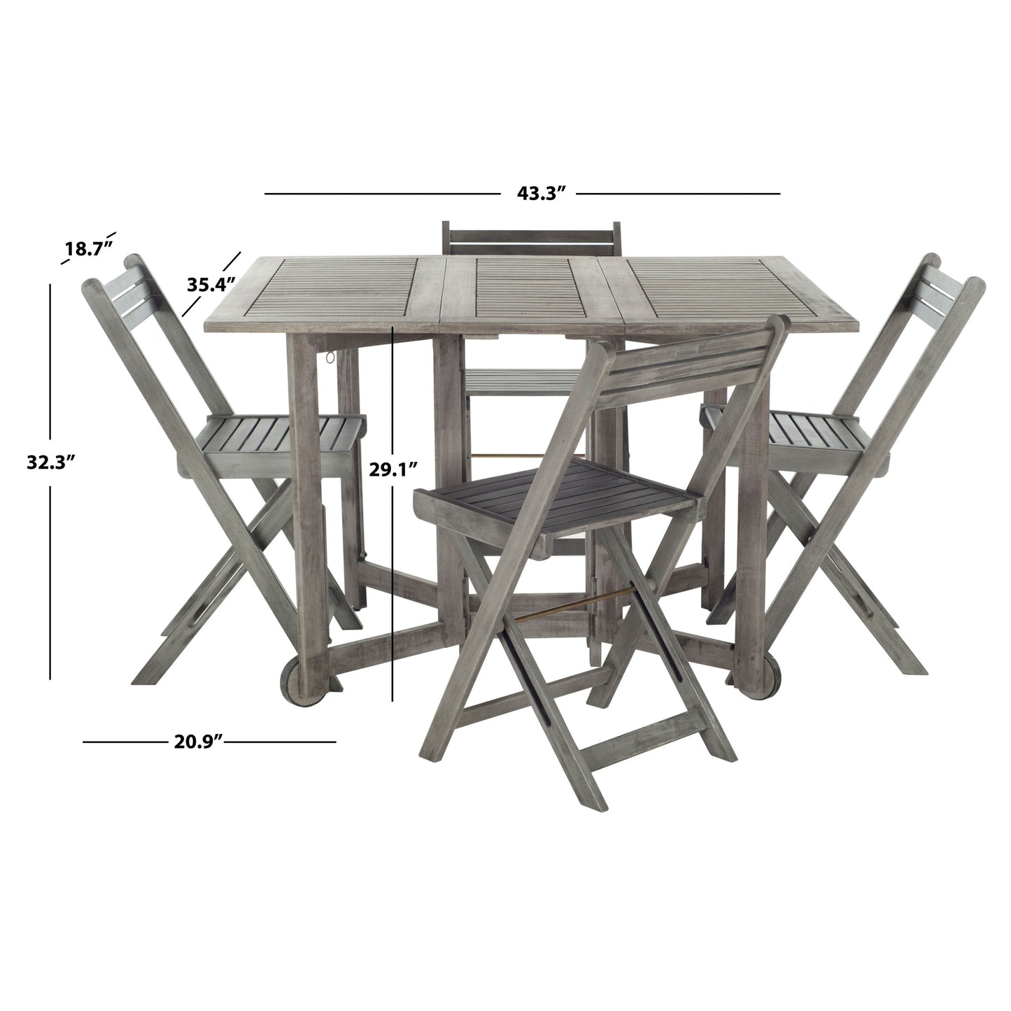 Ensemble de table de jardin SAFAVIEH Brandy 5 pièces - 109 L x 89 P x 74 H (cm)