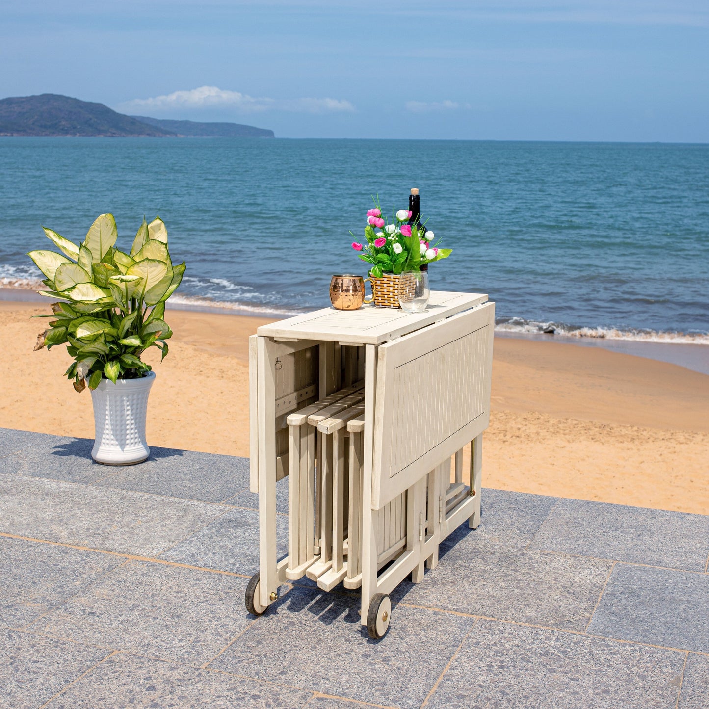 Ensemble de table de jardin SAFAVIEH Brandy 5 pièces - 109 L x 89 P x 74 H (cm)