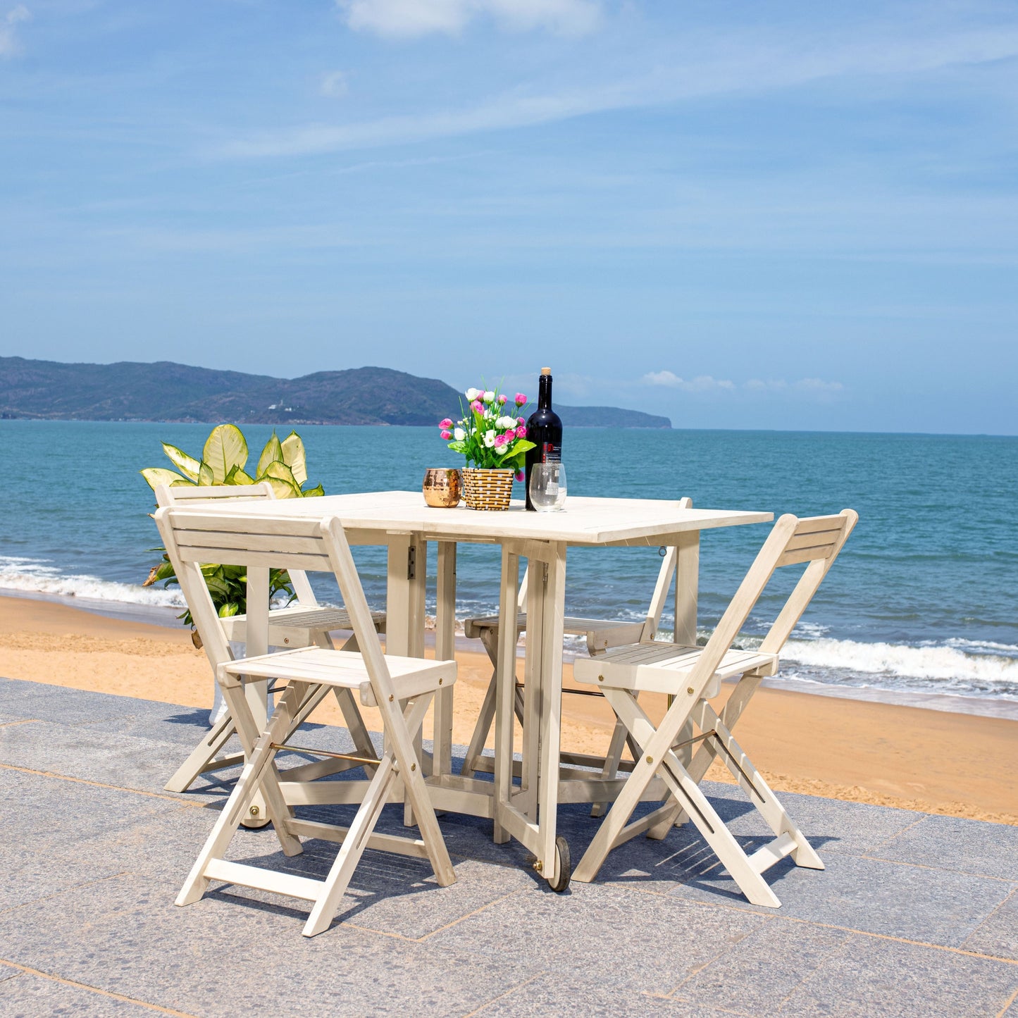 Ensemble de table de jardin SAFAVIEH Brandy 5 pièces - 109 L x 89 P x 74 H (cm)